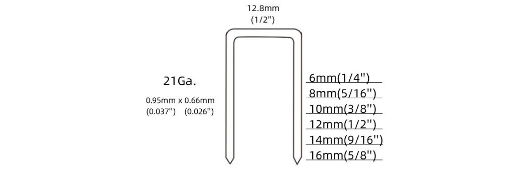 21gauge 1/2" Fine Crown Air Staple Pneumatic Staple 8016 for Furniture Decoration