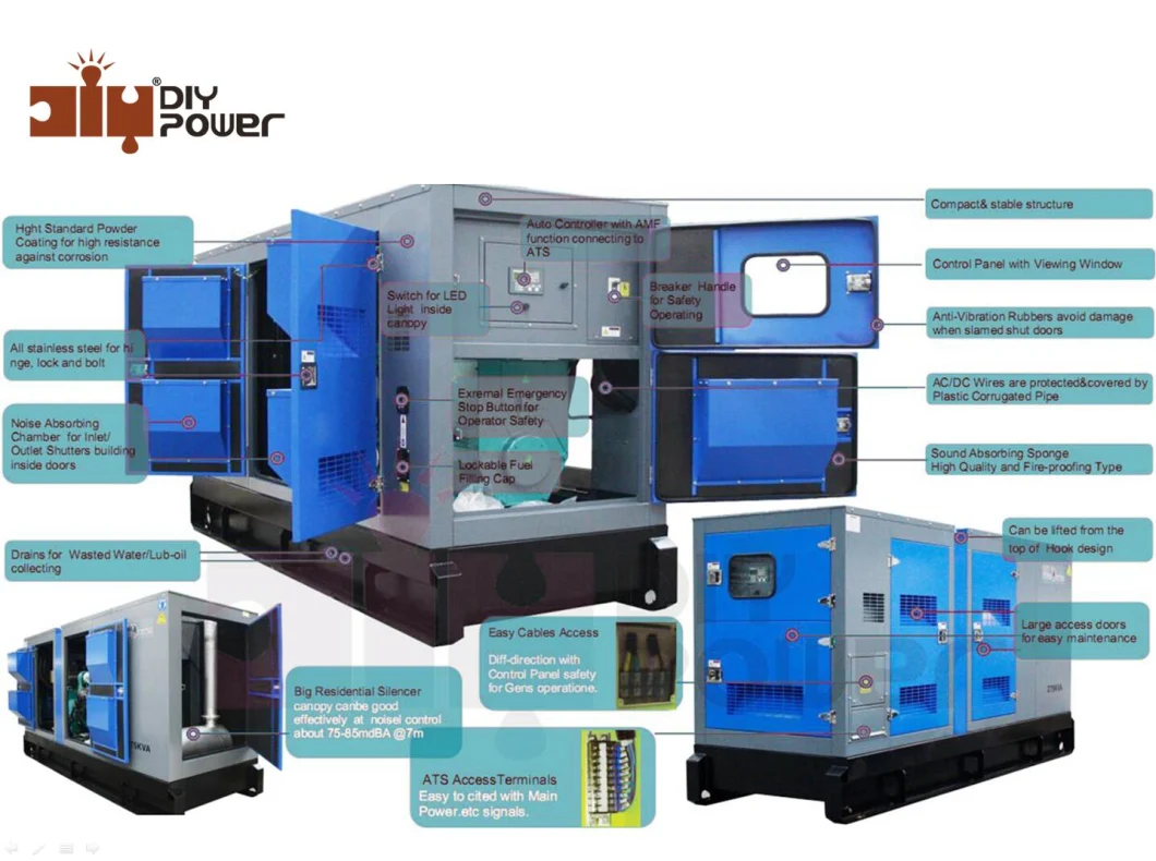 50Hz 688kVA 550kw Yuchai Yc6td840L-D20 Engine Diesel Generator Set