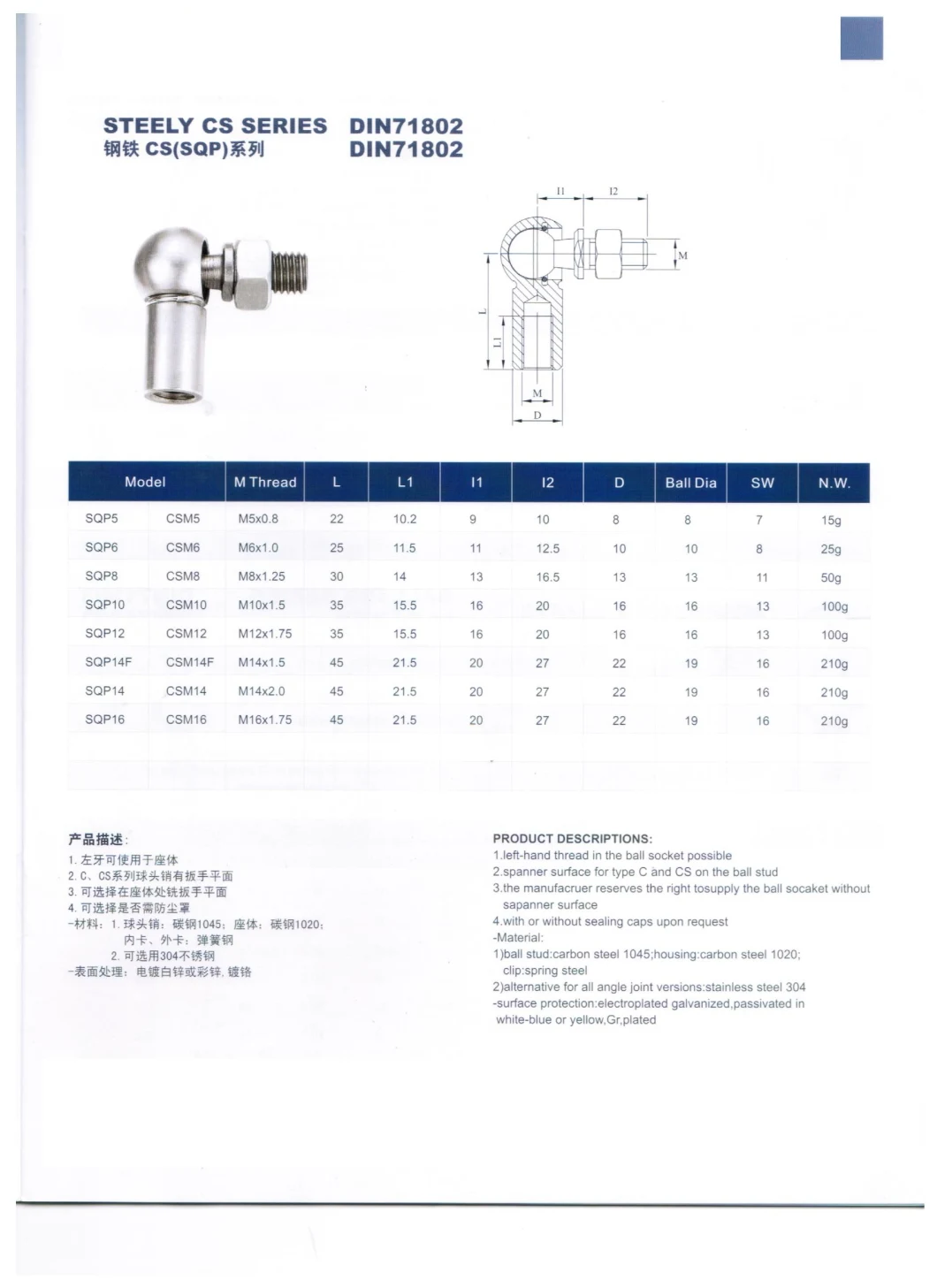 Ball Head Joint Bearings CS16m10