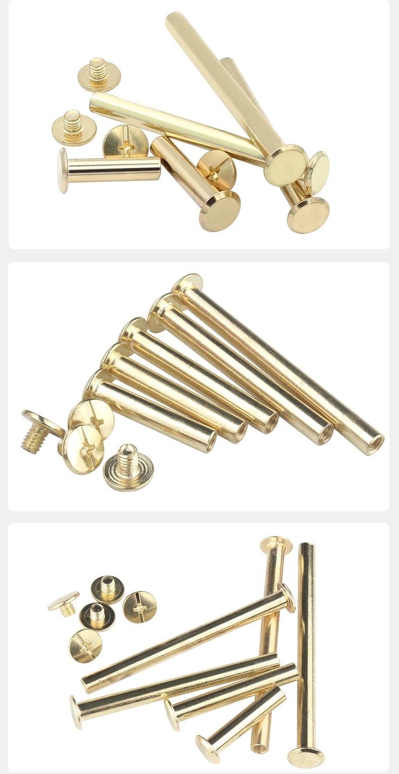 Copper Plated Child and Mother Rivet Account Book Nail Butt Lock Screw Nut Liuding Photo Album Nail Recipe Child and Mother Nail M5