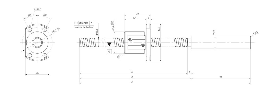 Kgg Rolled Ball Screw with 565mm Travel for LCD Module (BSD Series, Lead: 4mm, Shaft: 10mm)