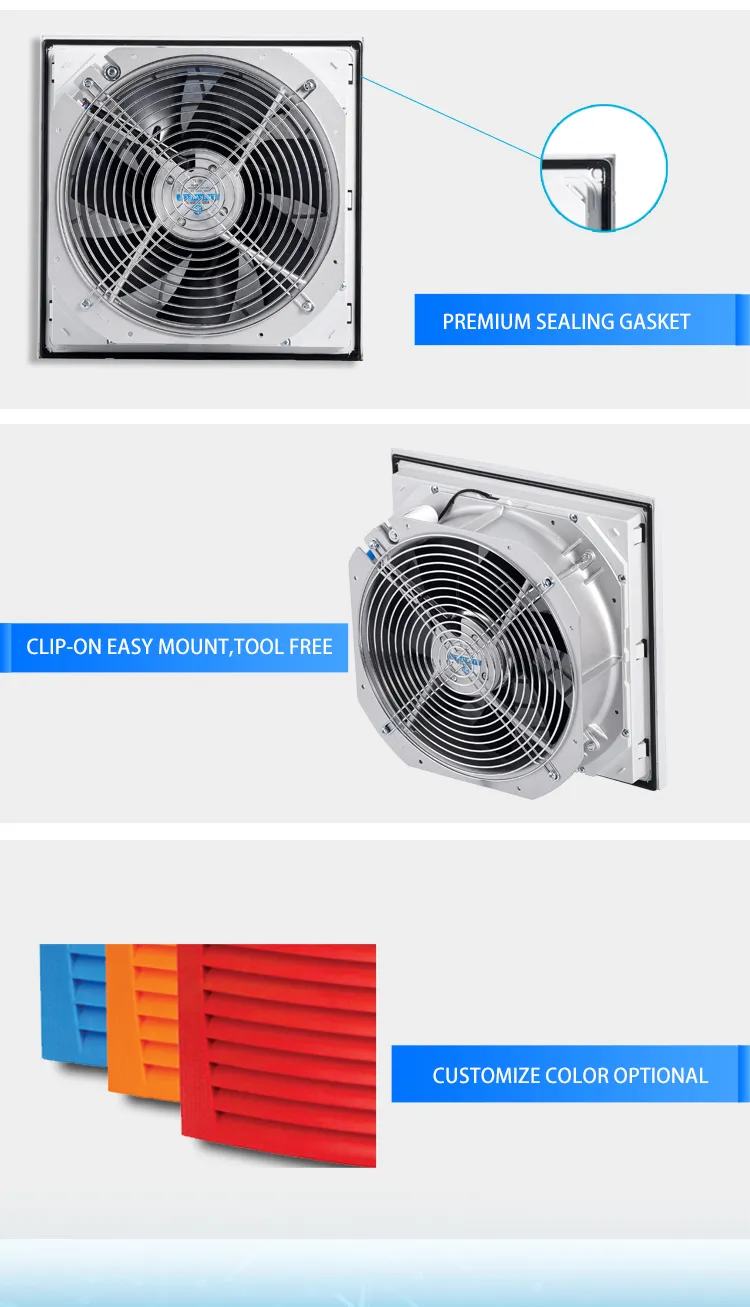 Ce and RoHS Certified 323*323mm Electric Fan Filter with Air Volum 1150-1350cubic Metre/H AC Cabinet Fan Filter