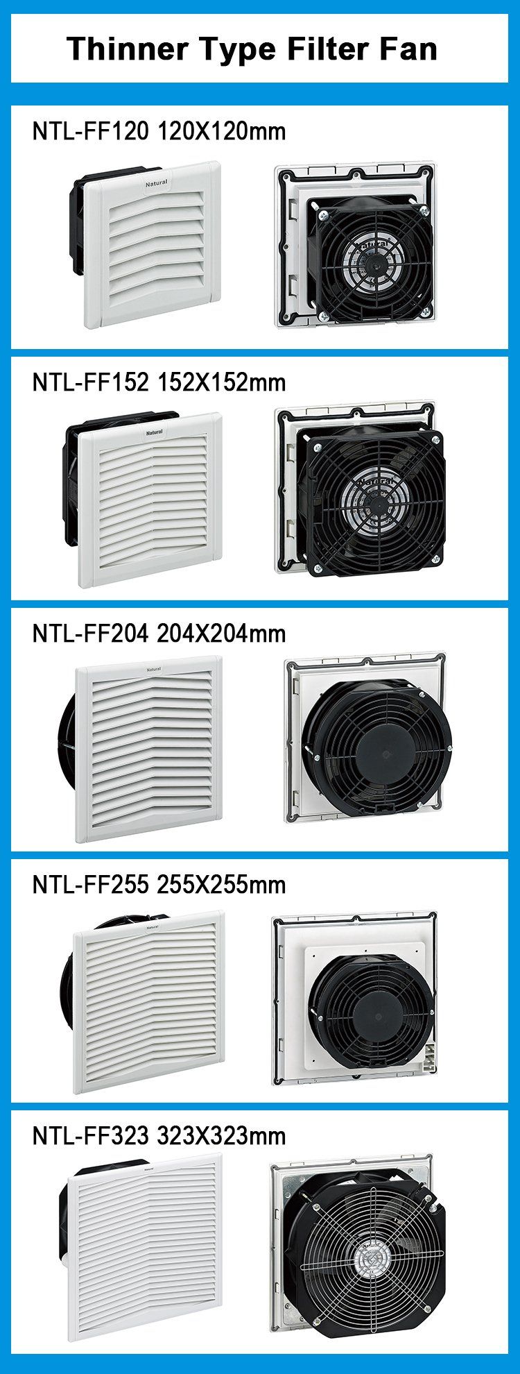 Chinese Factory Direct Supply Best Price Cabinet Ventilation Fan Filter Ntl-FF255