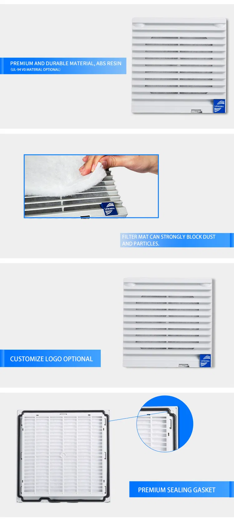 Factory Directly 323mm Panel Ventilation Enclosure Cooling Industrial Filter