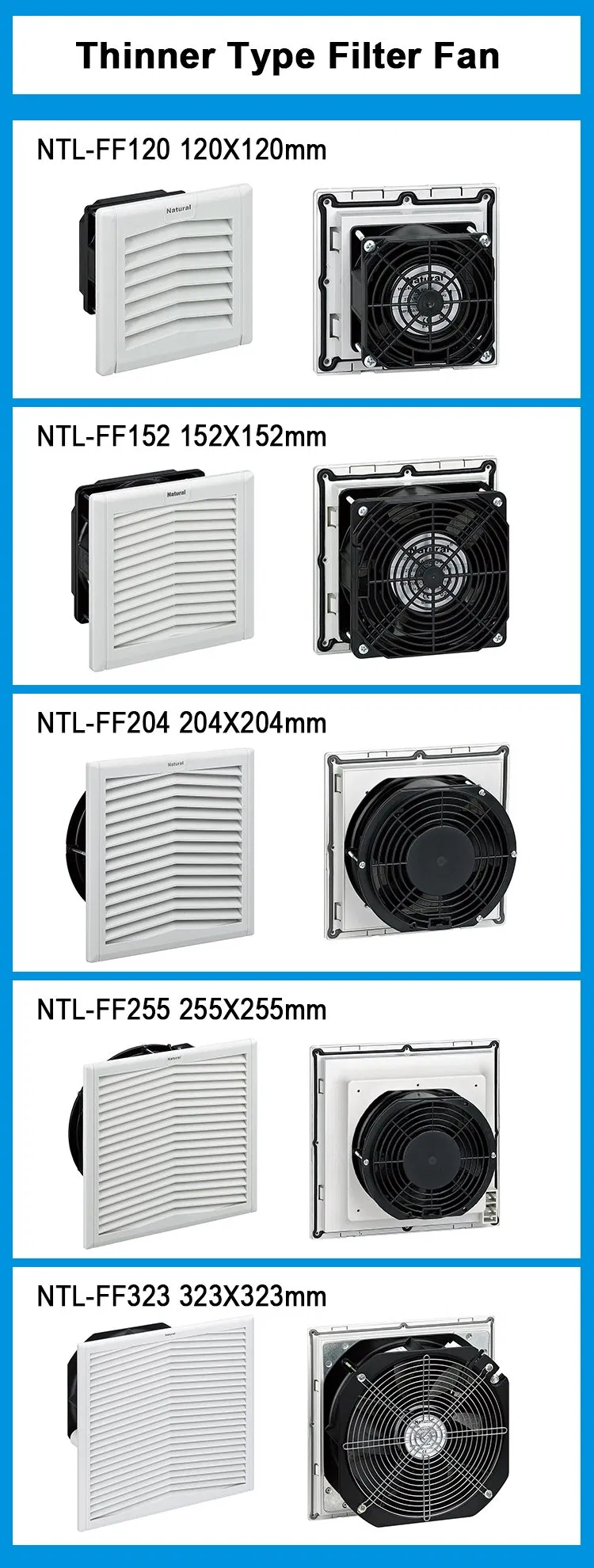 Fan and Carbon Filter Fan FF255 Series up to 536m3/H DC Voltage Carbon Filter Fan
