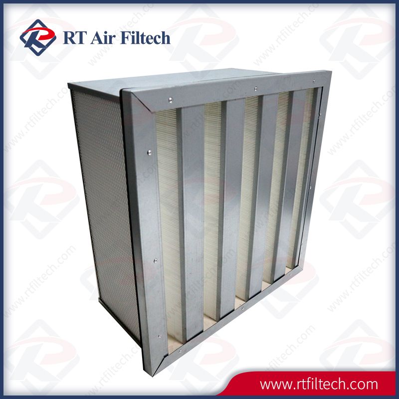 HVAC System Air Filtration Low Pressure Drop H13 H14 U15 V Bank HEPA Air Filter