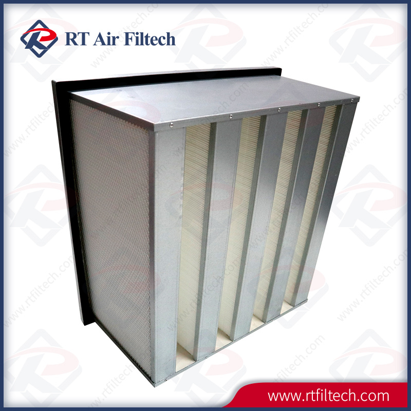 HVAC System Air Filtration Low Pressure Drop H13 H14 U15 V Bank HEPA Air Filter