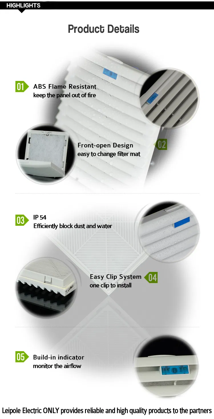 IP55 New Design Fan Filter Air Flow Is up to 1020m3/H