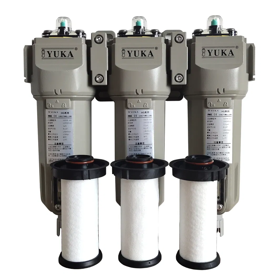 Two Sight Glass Air Filter with Auto Drain Coalescing Air Filter, HEPA Filter, Remove Particle Water Mist Vapour for Air Compressor