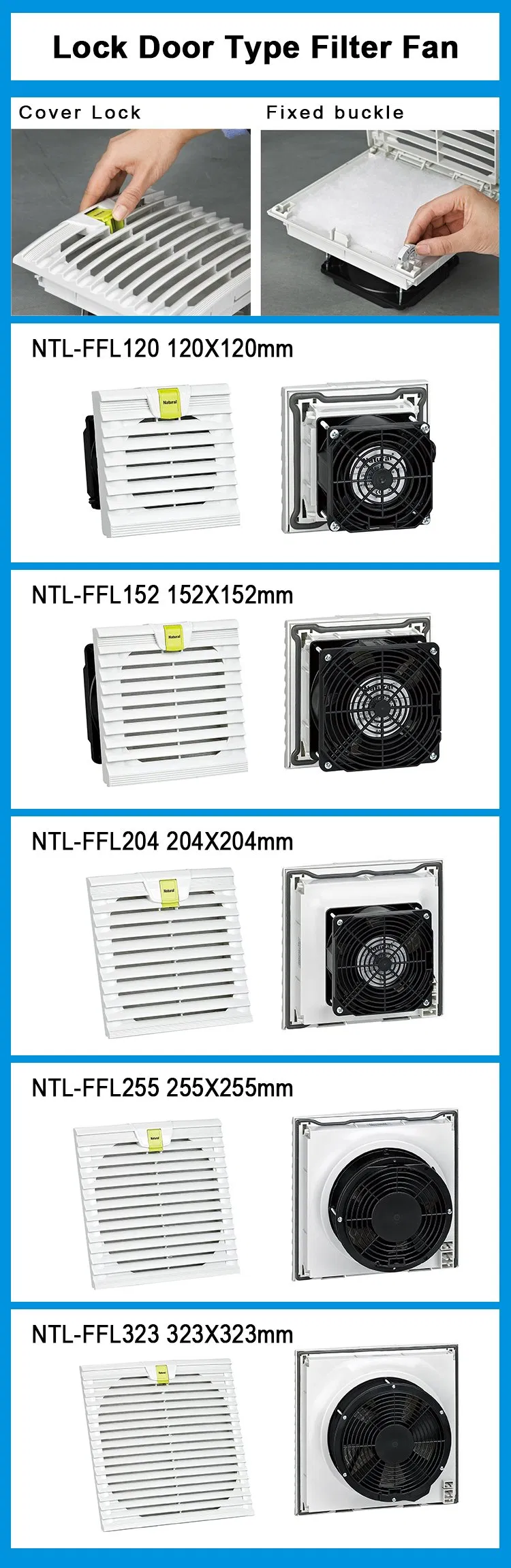 Ventiladores Industriales, Cabinet Cooling Fan Ntl-Ffl, 323*323mm